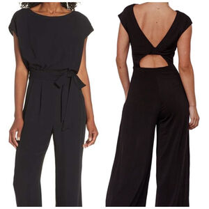 Bebe Black Open‎ Back Criss Cross Jumpsuit Cap Sleeve XXS